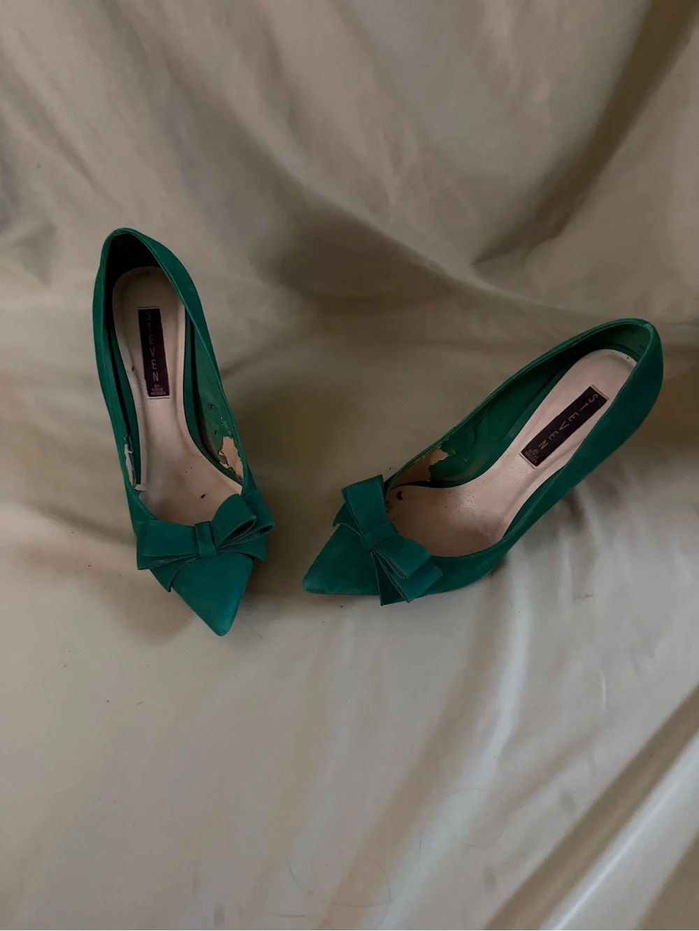 Teal Bow Pointed-Toe Pumps - STEVEN